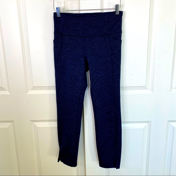 Athleta Leggings Small Herringbone Mercer Tight blue Black running women’s - Picture 2 of 14